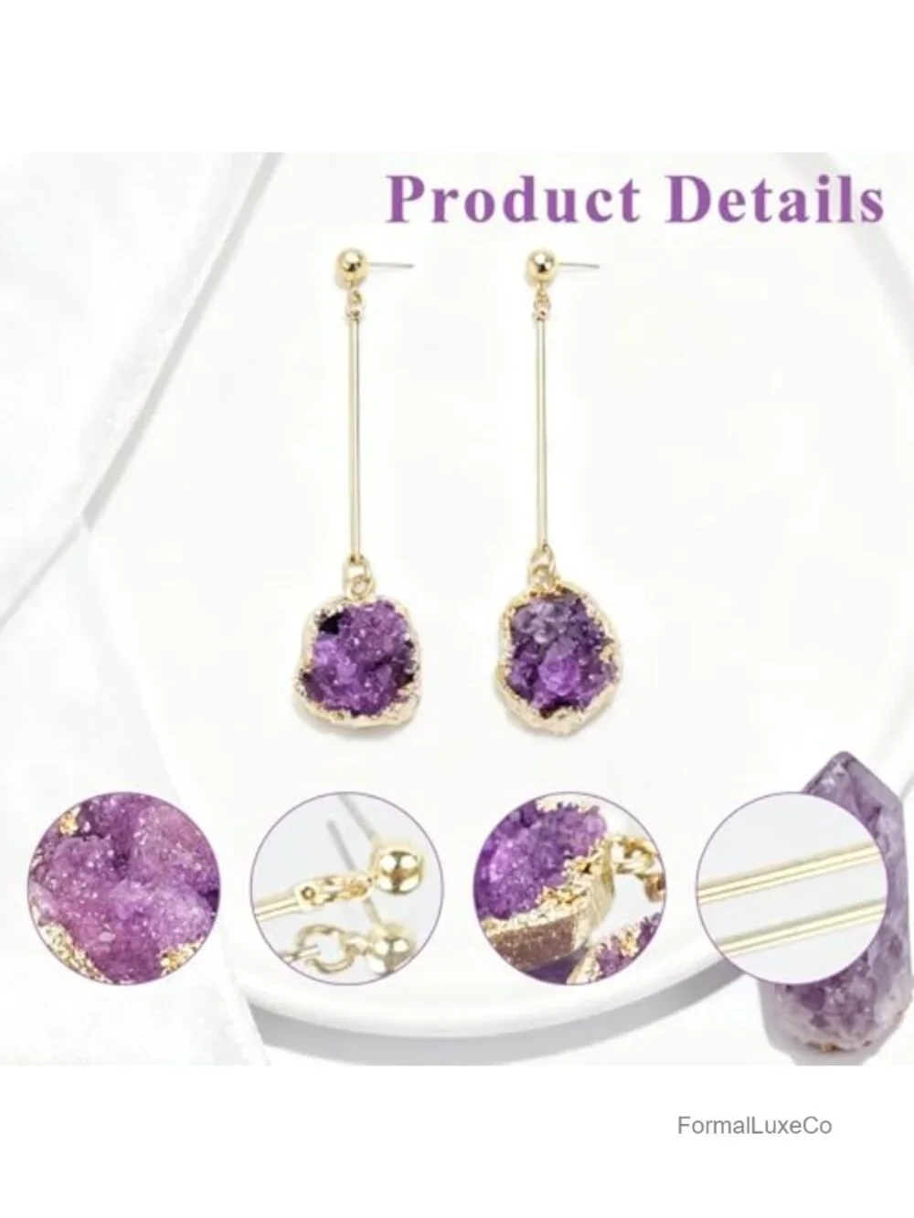 Hypoallergenic 18K Gold Plated Long Dangle Crystal Earrings with Gift Box